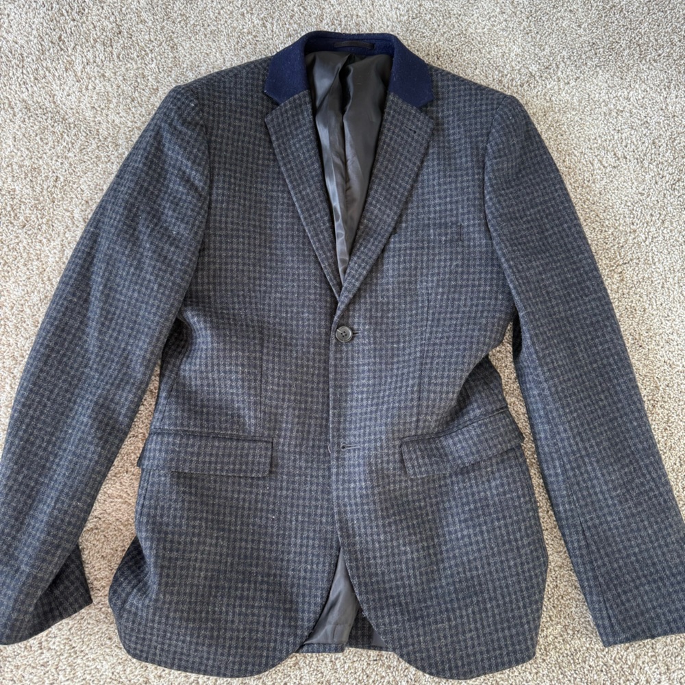 Topman Gray and Blue Sport Coat with Modern Fit